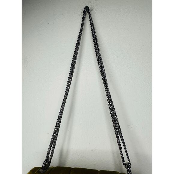 TORY BURCH Gold Velvet Clutch Flap Closure Attached Strap Mini Bag - Picture 10 of 16